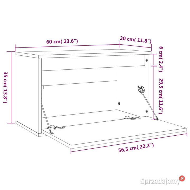Szafka ścienna biała 60x30x35 lite drewno Meble