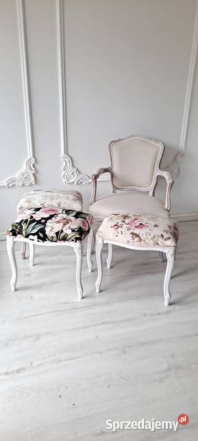 Stylowa pufa podnóżek stołek róża kwiaty Schabby sprzedam