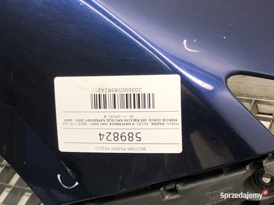 BŁOTNIK PRAWY PRZÓD MAZDA 6 GH Hatchback 0713