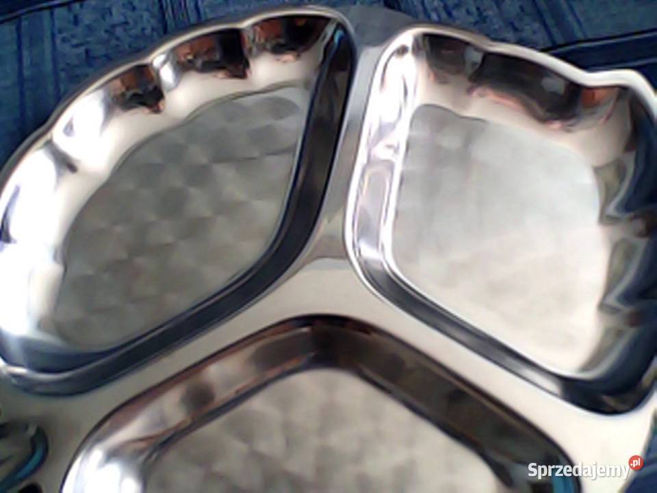 Patera metalowa chromowana w kształcie liścia Warszawa