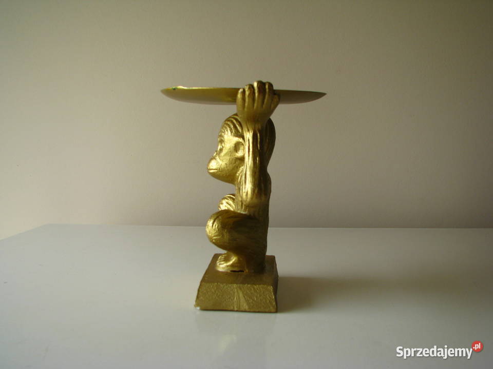 Świecznik złota małpka na dużą świecę figurka Brzegi sprzedam