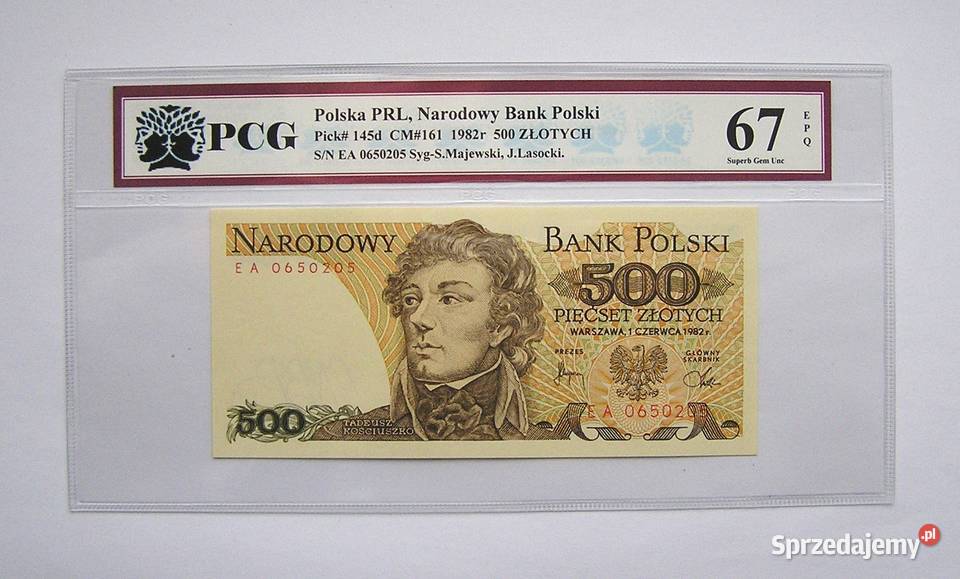 Polska 500 1982 r PCG 67 EPQ NOTA Przepiękny Rydzyna