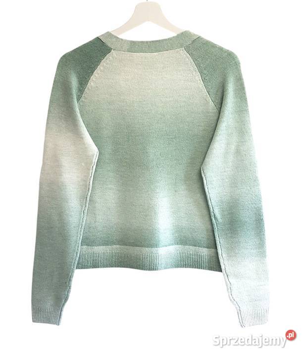 Damski zielony sweter ombre z długim rękawem