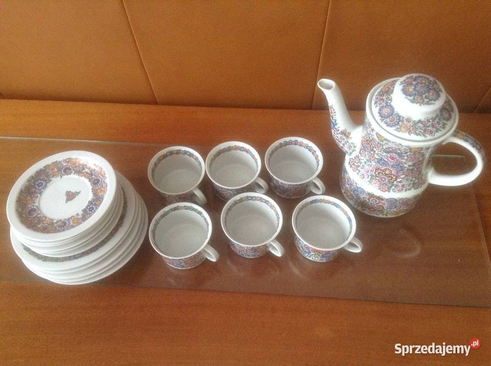 Serwis porcelanowy do kawy ręcznie malowany Rękodzieło