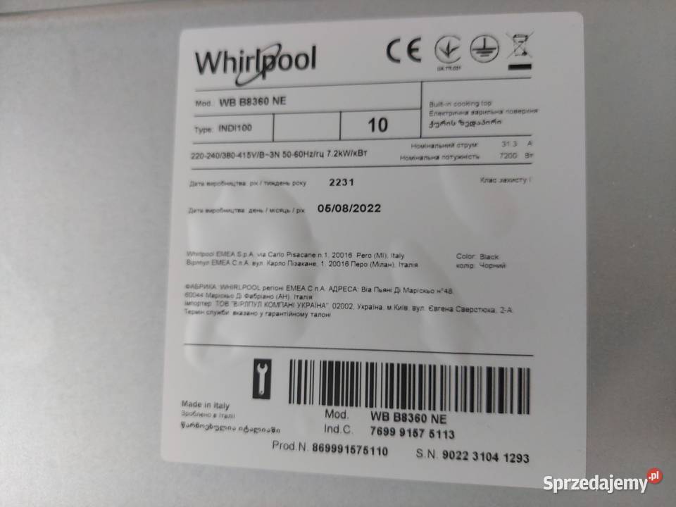 Płyta indukcyjna Whirlpool 6 zmysł sprzedam