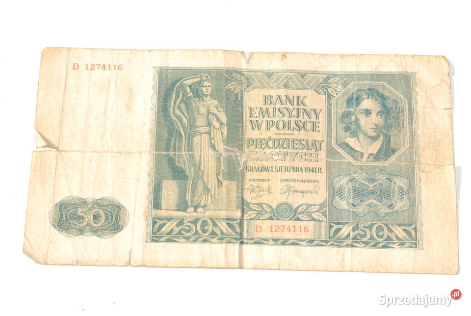 Stary banknot 50 złotych Polskich 1941 antyk śląskie Cieszyn