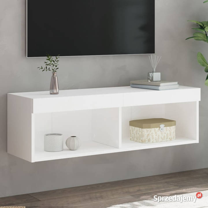 Szafka TV z oświetleniem LED biała 100x30x30 mazowieckie