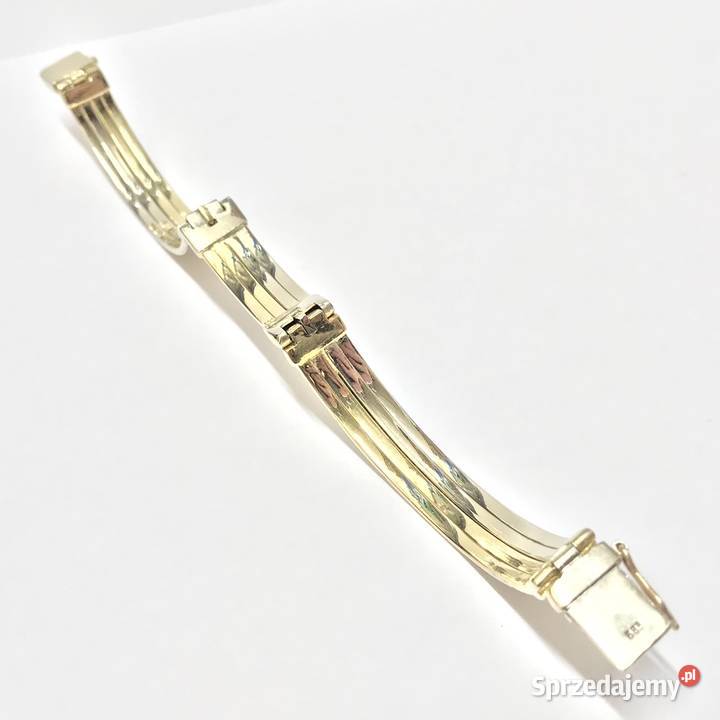 Złota BRANSOLETKA damska 14K SZTYWNA zdobiona
