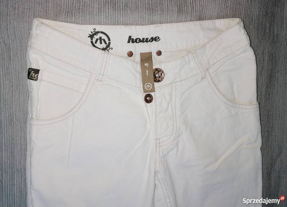 BIAŁE JEANSOWE SPODNIE HOUSE PRĄŻKOWANE RS Łódź