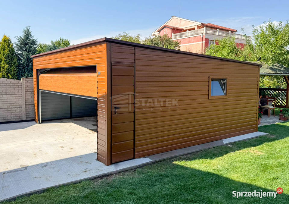 Garaz blaszany 6x5m brama segmentowa drzwi okno Suwałki