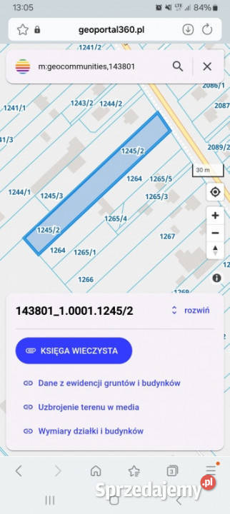 Działka inwestycyjna pow3600 szer22m 8 do CPK sprzedam