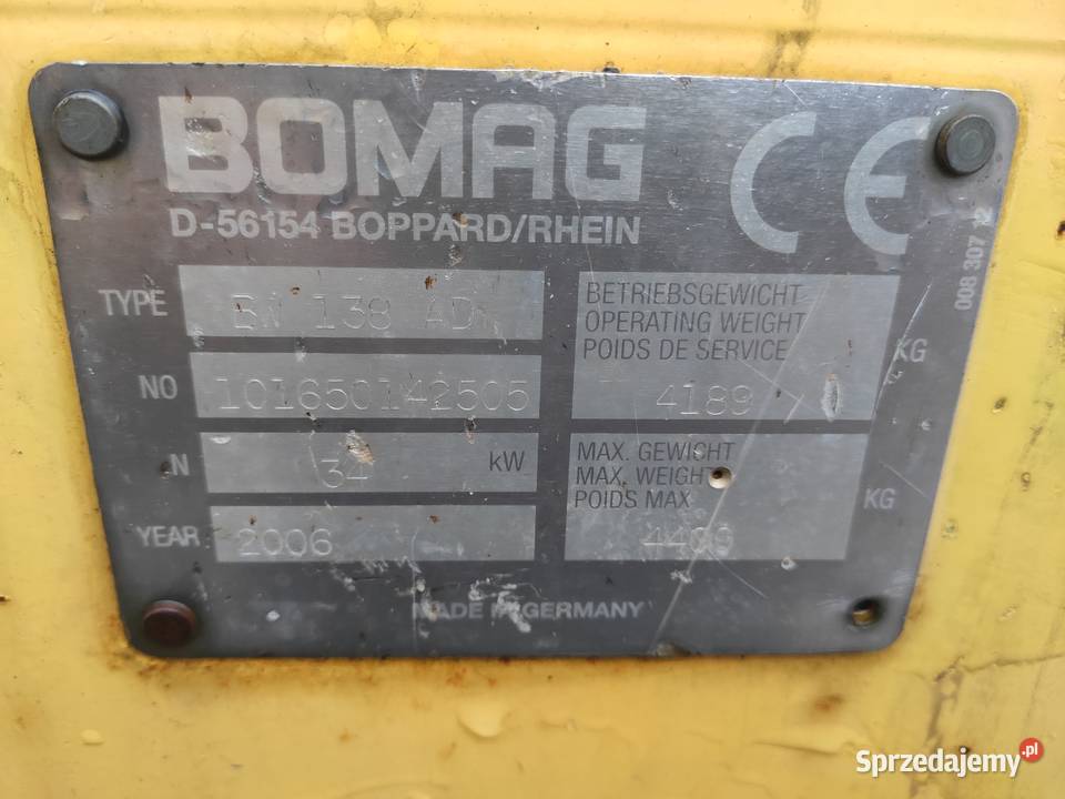 Walec Bomag BW 138 AD nie Wacker Cat Amman Tarnobrzeg