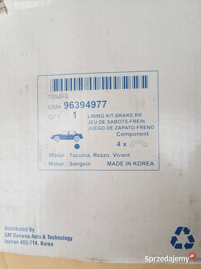 szczęki hamulcowe Daewoo Tacuma 00 rezzo 00 Gdańsk