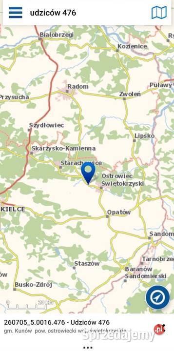 Działka bezpośrednio rzece polna świętokrzyskie Udziców