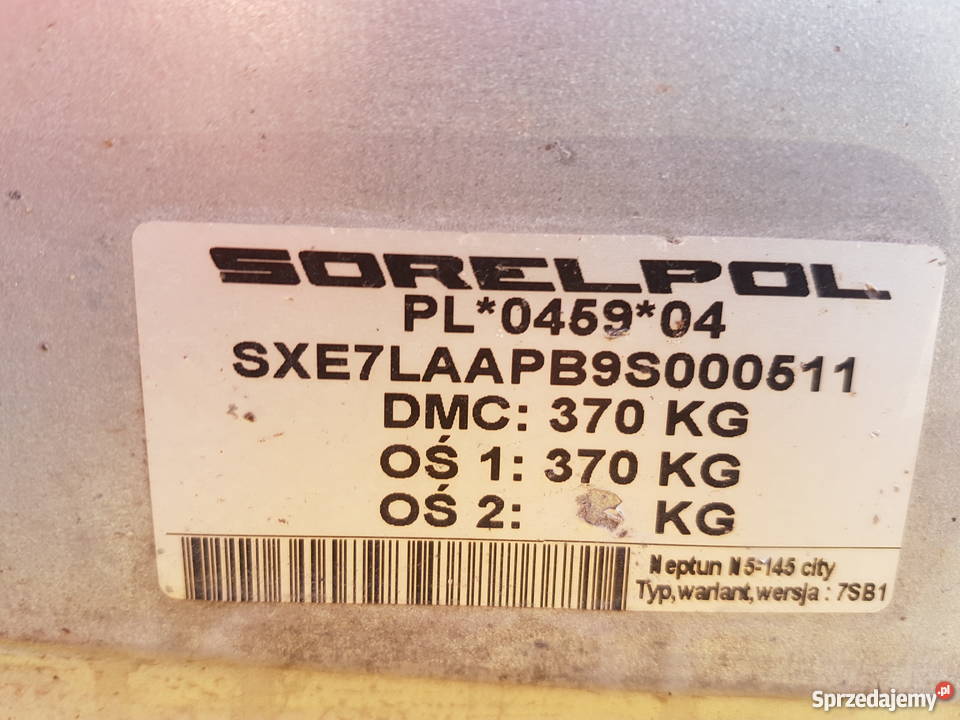 PRZYCZEPKA SAMOCHODOWA NEPTUN 5145 CITY Koluszki sprzedam