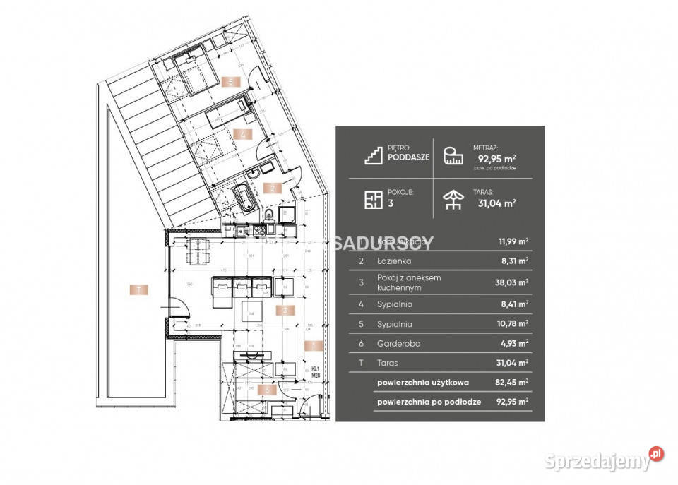 Mieszkanie Skawina lEŚNA 9295m2 3 pok