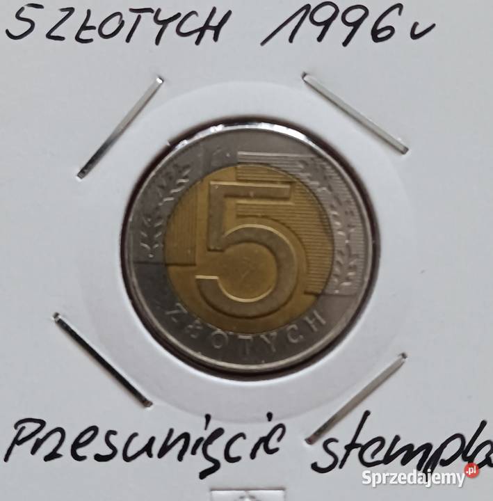 5 złotych 1996 r destrukt mennicy przesunięcie Konin