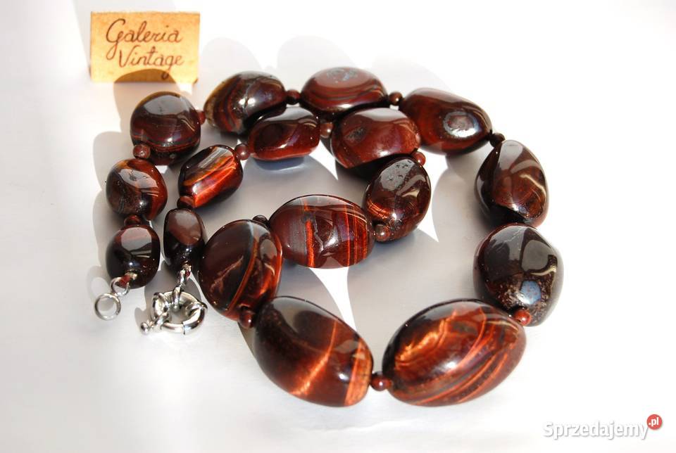 Bawole oko naszyjnik korale z kamienia kamienie Naszyjniki Lublin