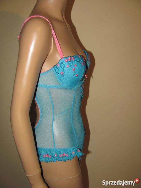 Błękitne uwodzicielskie body rozmiar XS miseczka