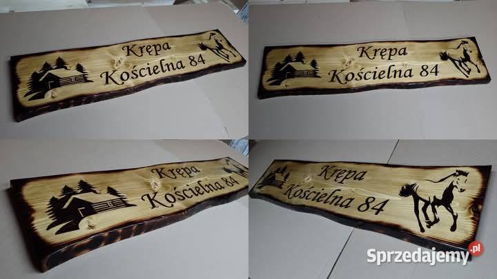 Szyld 170 grawerowany na drewnie REKLAMA projekt