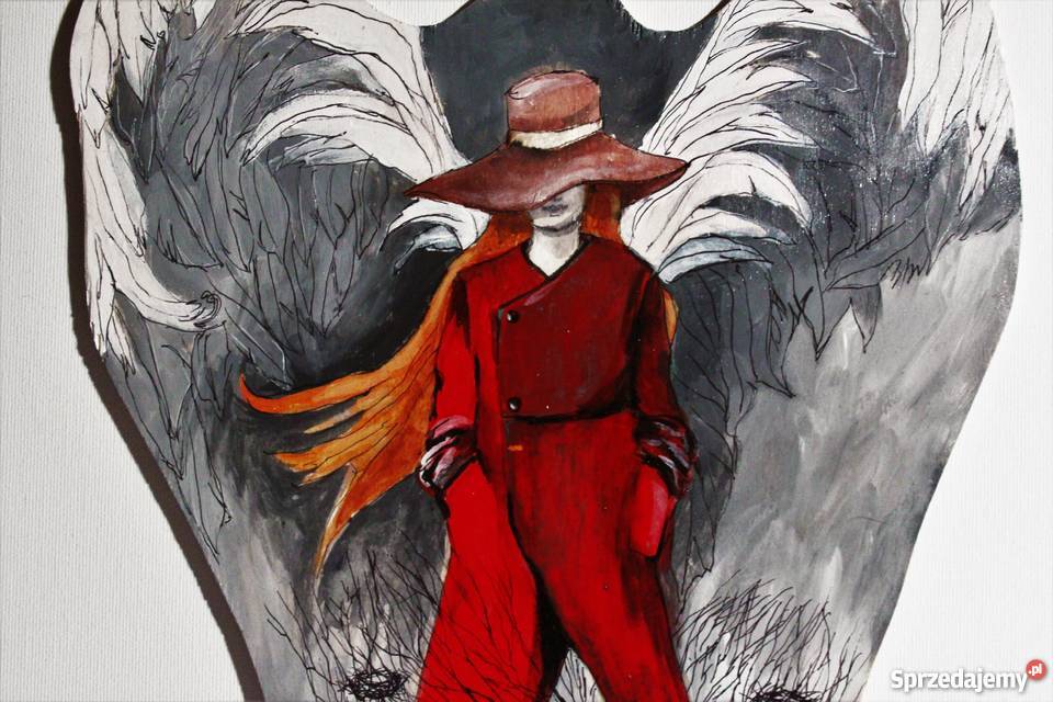 Obraz namalowany na drewnie Anioł przejścia śląskie Katowice