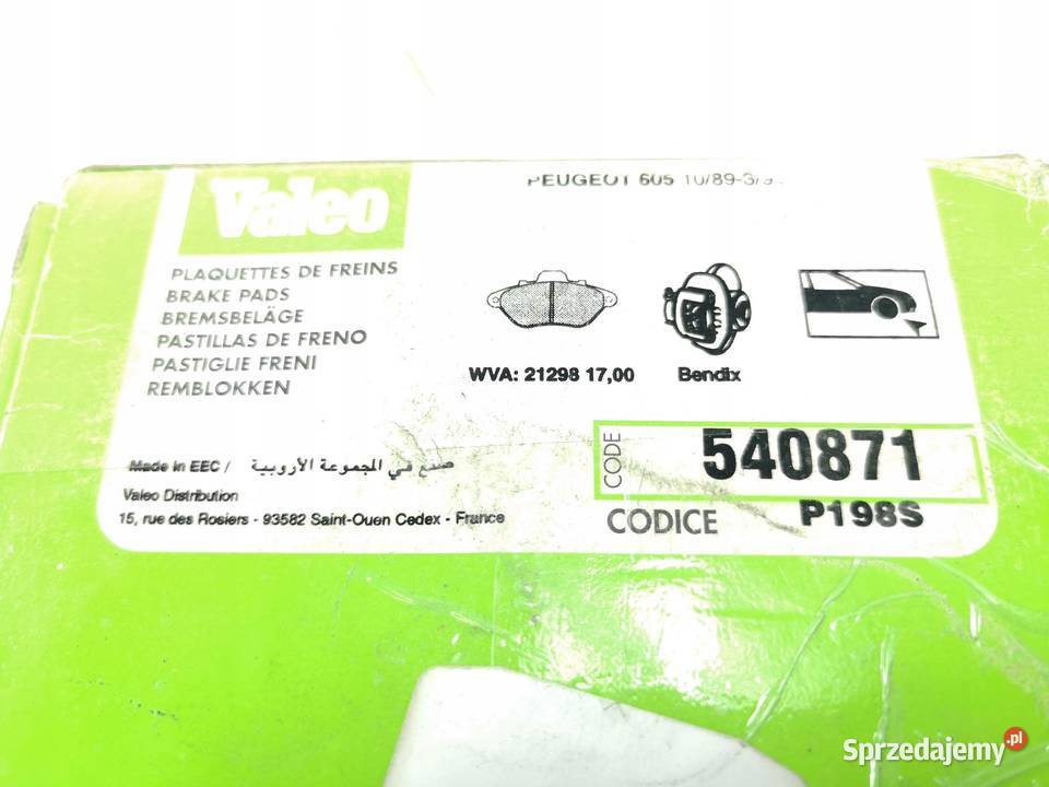 KLOCKI HAMULCOWE PRZÓD VALEO PEUGEOT 605 8999
