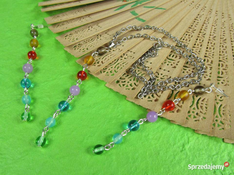 Kolczyki wisiorek zestaw zielony niebieski sprzedam