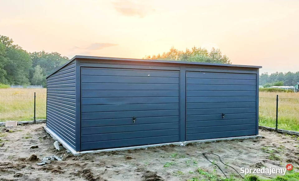 GARAŻ BLASZANY 6m x 5m 2X BRAMA UCHYLNA GRAFIT