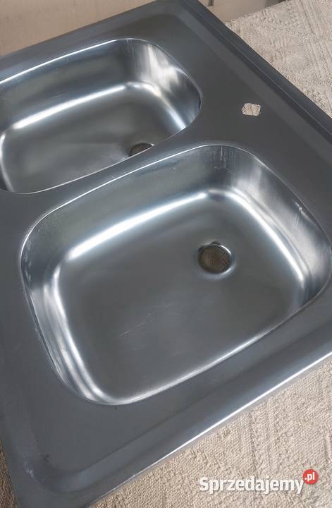 Zlew dwukomorowy ze stali nierdzewnej 80 x 60 lubelskie Baranów