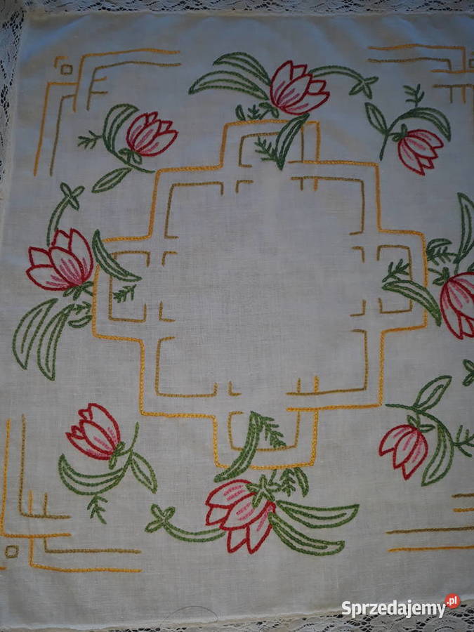 serwetka serweta ręczny haft płaski bogaty cudna inny kolor Gdańsk