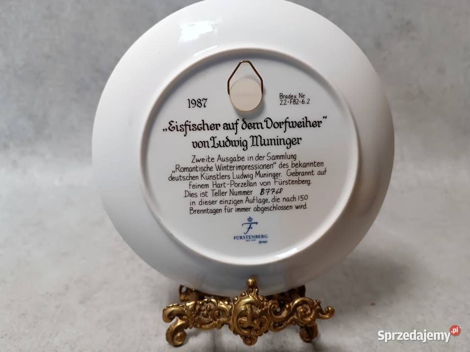 FURSTENBERG Kolekcjonerski talerz EISFISCHER auf Antyki, Sztuka, Kolekcje Dobrzany