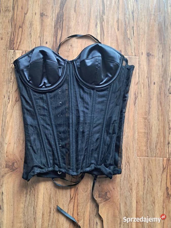 nowy piękny czarny przeźroczysty gorset rozmiar