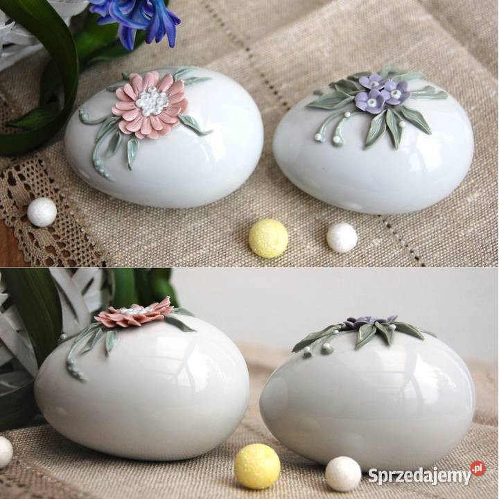 Jajko pisanka kwiaty relief porcelana Ćmielów Lublin