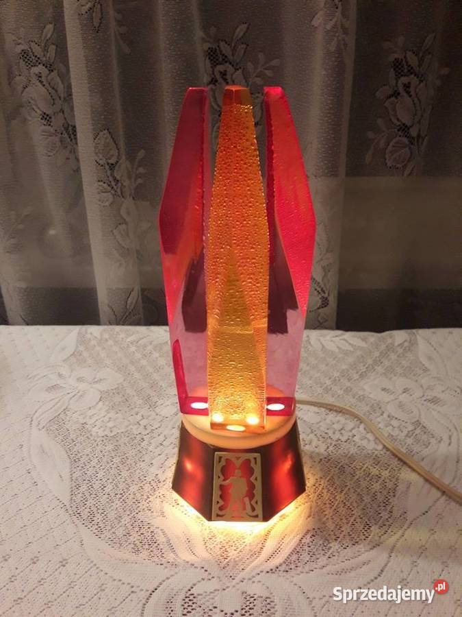 Lampka nocna kryształy lampa stołowa brązowa PRL Piotrków Trybunalski