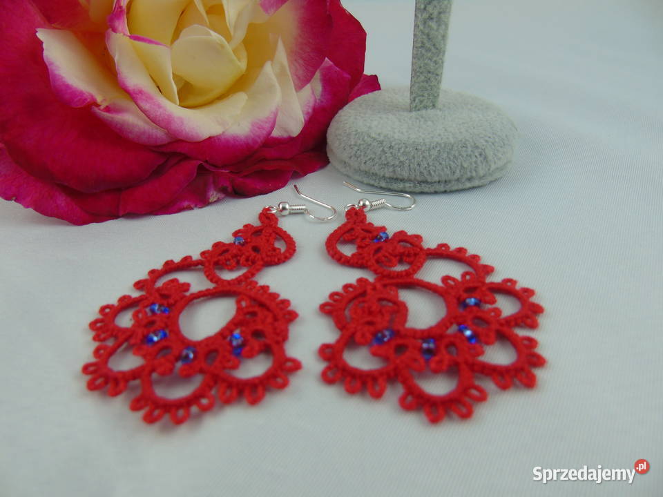 Kolczyki frywolitkowe Wiśniowa