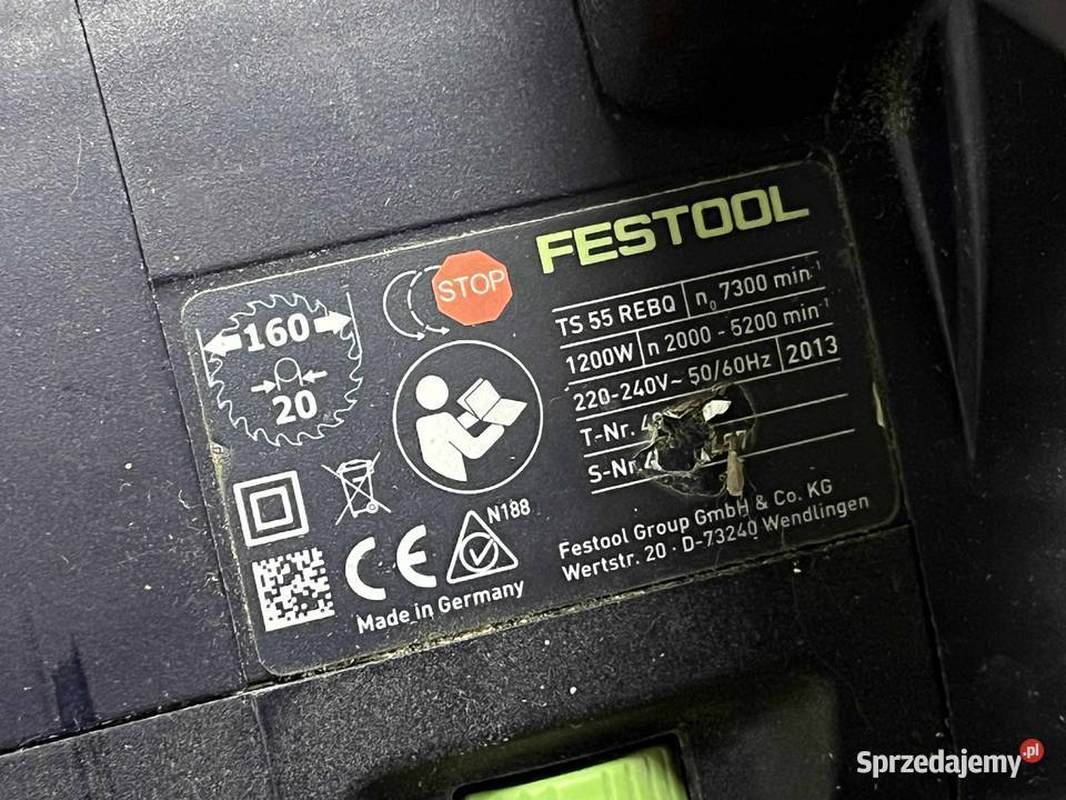 Pilarkozagłębiarka elektryczna Festool 1200 W TS Elbląg sprzedam
