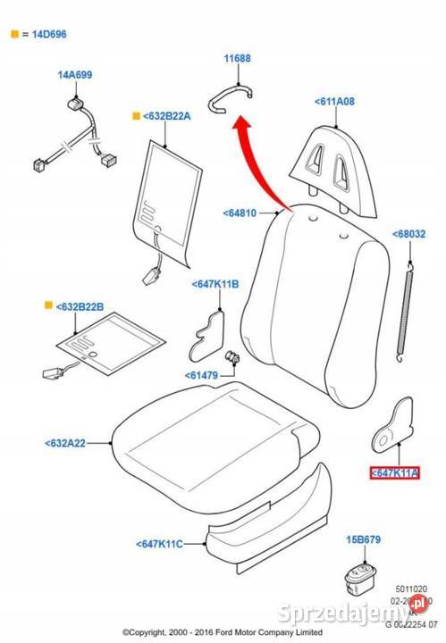 OSŁONA FOTELA PRAWY PRZÓD FORD FOCUS 9805 osobowe lubelskie
