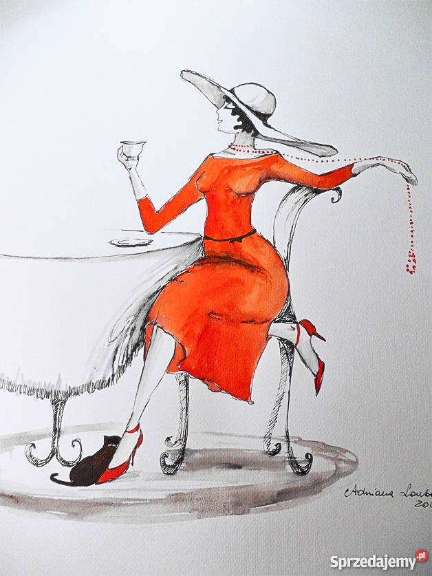 Akwarela i piórko Popołudniowa kawka artystki A Katowice sprzedam