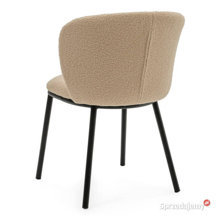 Krzesło Tapicerowane Bari Ciemnobeżowe Boucle Tarchały Małe