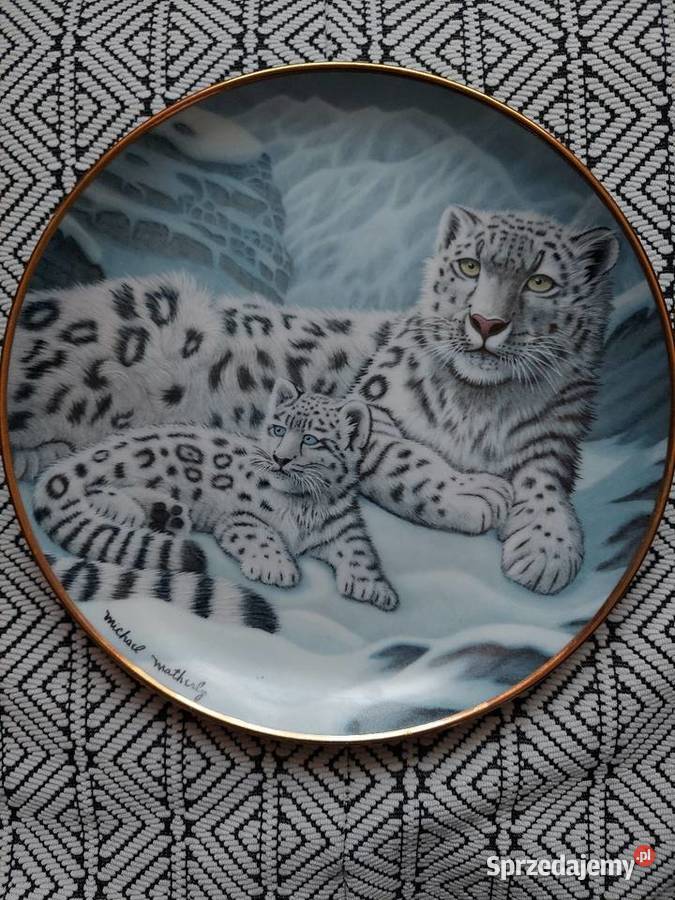 Kolekcjonerski talerz ozdobny Snow leopards Chełm