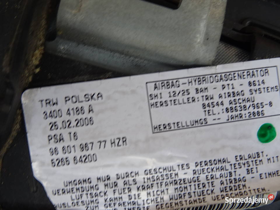 Peugeot 307 lift poduszka powietrzna airbag Części samochodowe Wieluń