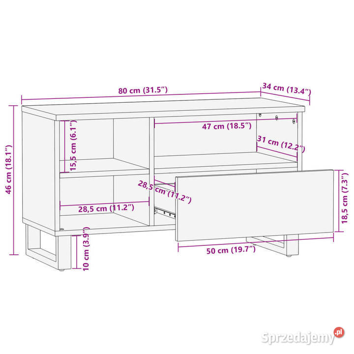 Szafka pod telewizor 80x34x46 lite drewno Warszawa