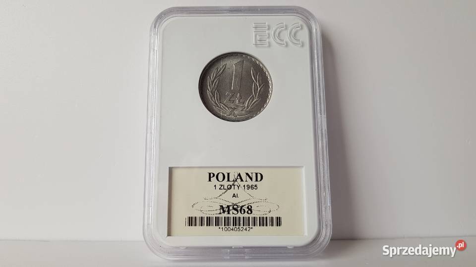 1 złoty 1965 MS68 holder GCN ECC PRL Dąbrowa Górnicza
