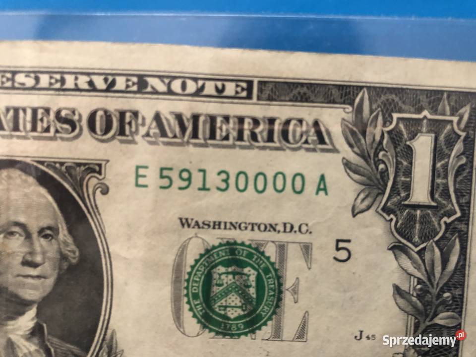 Banknot 1 dollar ciekawy numer blad w druku Szczecin sprzedam