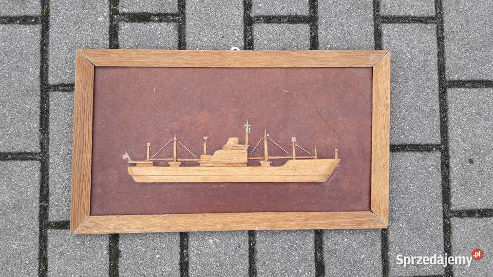 Statek obrazek na ścianę Marynistyka PRL lata 50 pomorskie Gdynia
