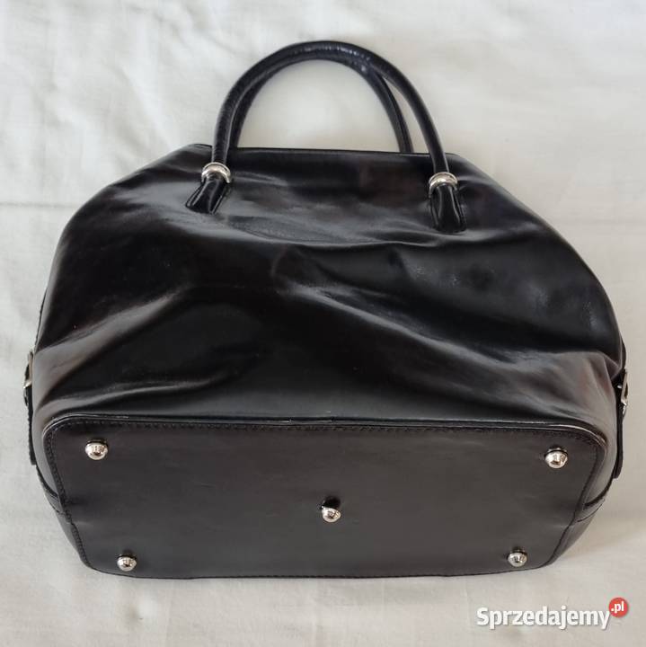 Czarna skórzana torebka kuferek Borse in Pelle 29cm Warszawa