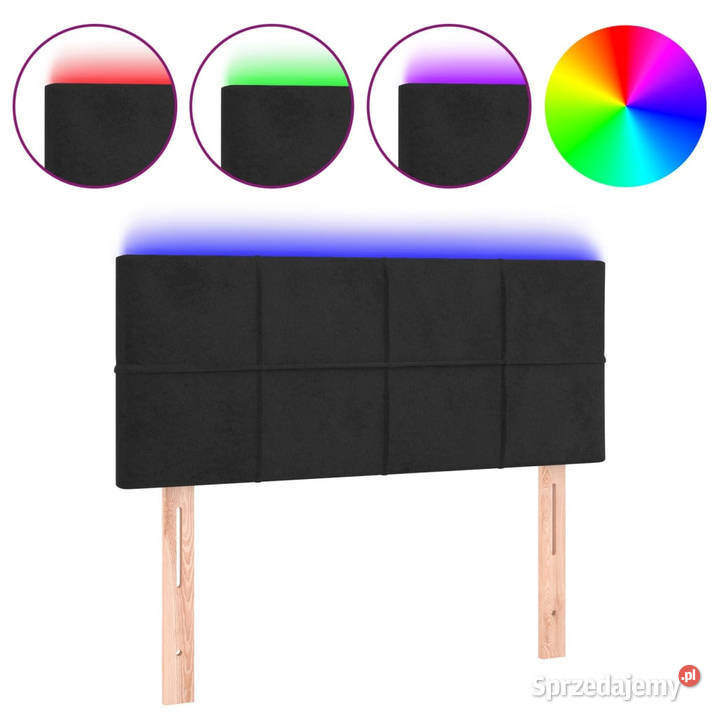Zagłówek do łóżka z LED czarny 80x5x7888 aksamit Warszawa