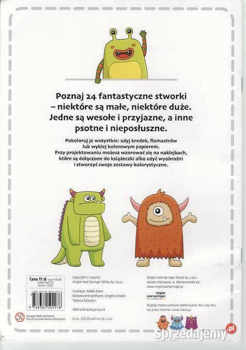 24 fantastyczne STWORKI do kolorowania naklejki Warszawa sprzedam