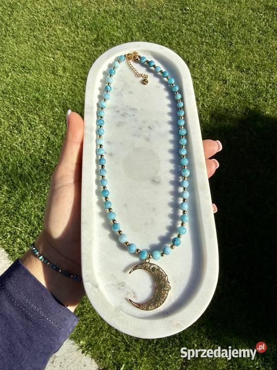 Naszyjnik kamienie naturalne Larimar księżyc Brzeg