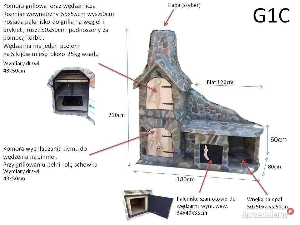 Gril Wędzarnia grill G1C powiększony ruszt 50 x Dom i Ogród Dęborzyn